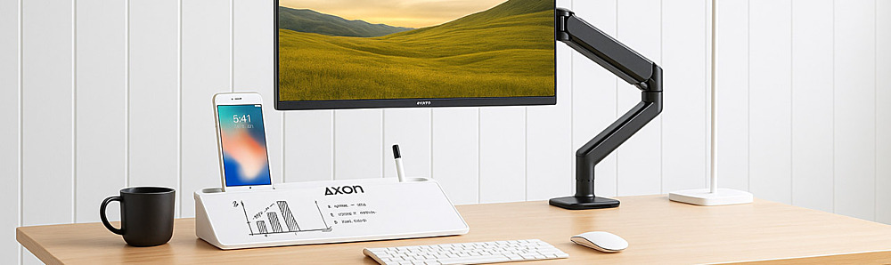 A single monitor articulating arm in a home office