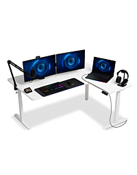 L-Shape Standing Desk, Tri Motor, 3 Stage