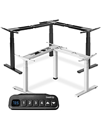 L-Shape Standing Desk Leg System Only, Tri Motor, 3 Stage