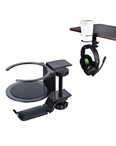 Clamp on headphone  & cup holder