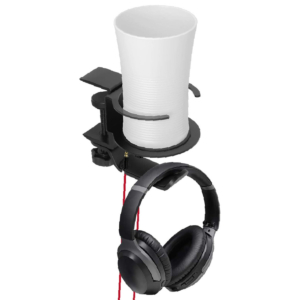 Clamp on headphone  & cup holder