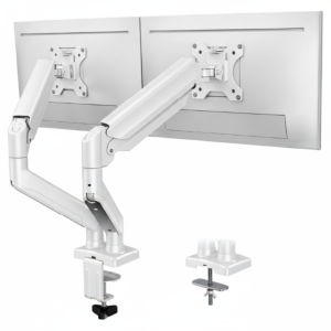 White Articulating Dual Monitor Arm