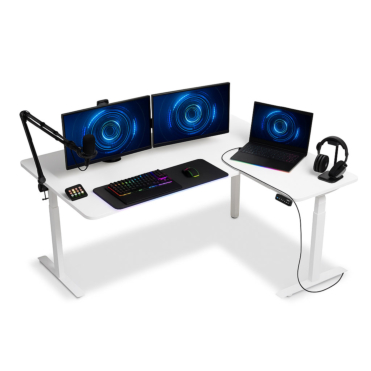 L-Shape Standing Desk, Tri Motor, 3 Stage